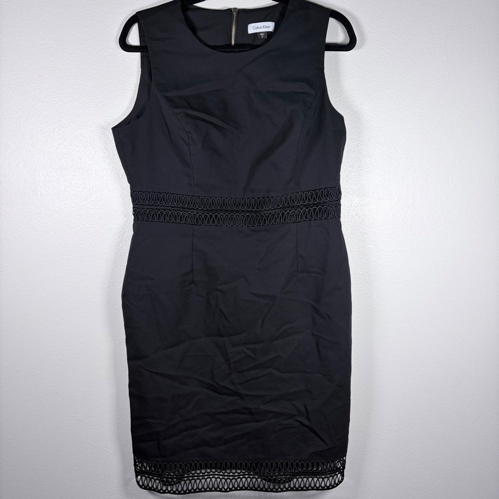 Calvin Klein Womens Black Sleeveless Crochet Dress Size 10 autumn wedding guest